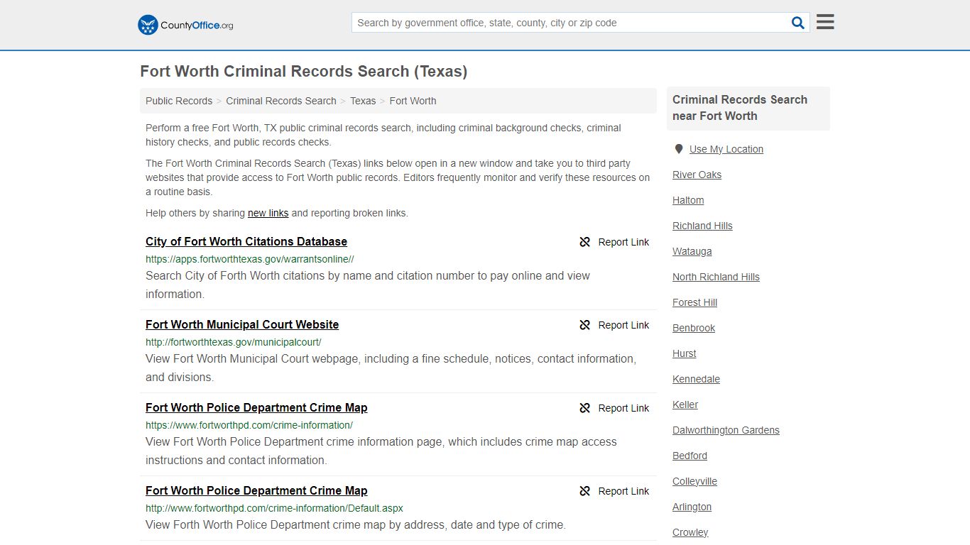 Fort Worth Criminal Records Search (Texas) - County Office